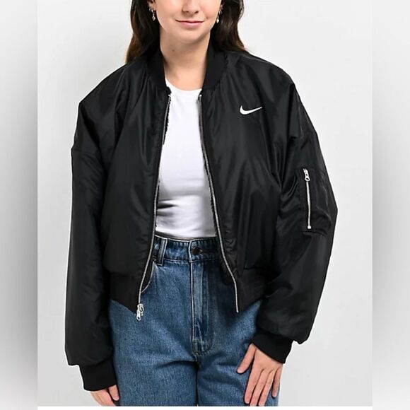 Nike Bomber Jacket Reversible With Faux Fur. Size Small NWOT - Picture 5 of 6